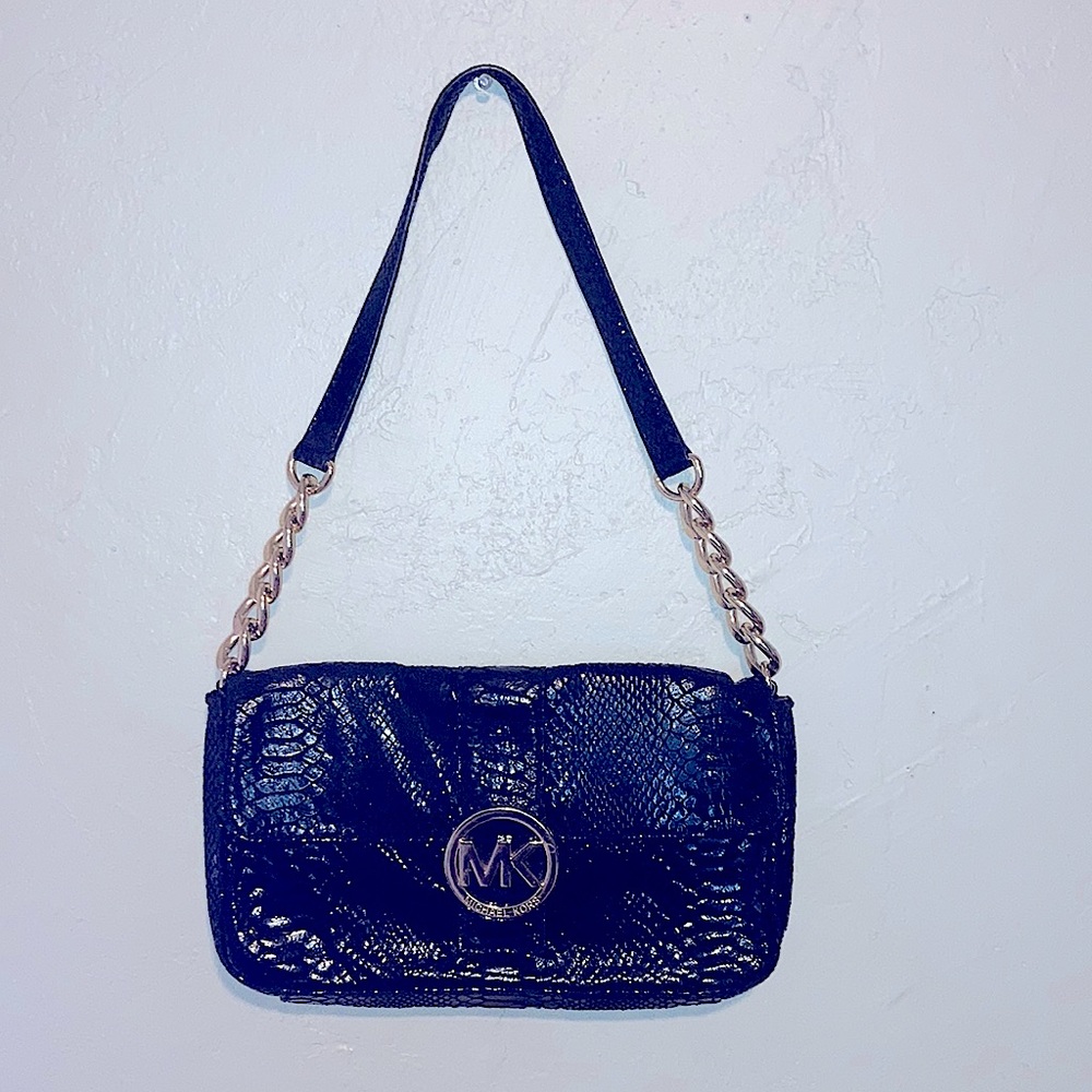 Black  and gold shoulder purse